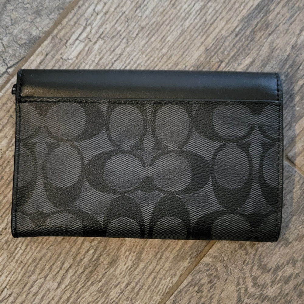 COACH Signature Envelope Wallet F32485 Smoke Black Medium NWT - Picture 4 of 11